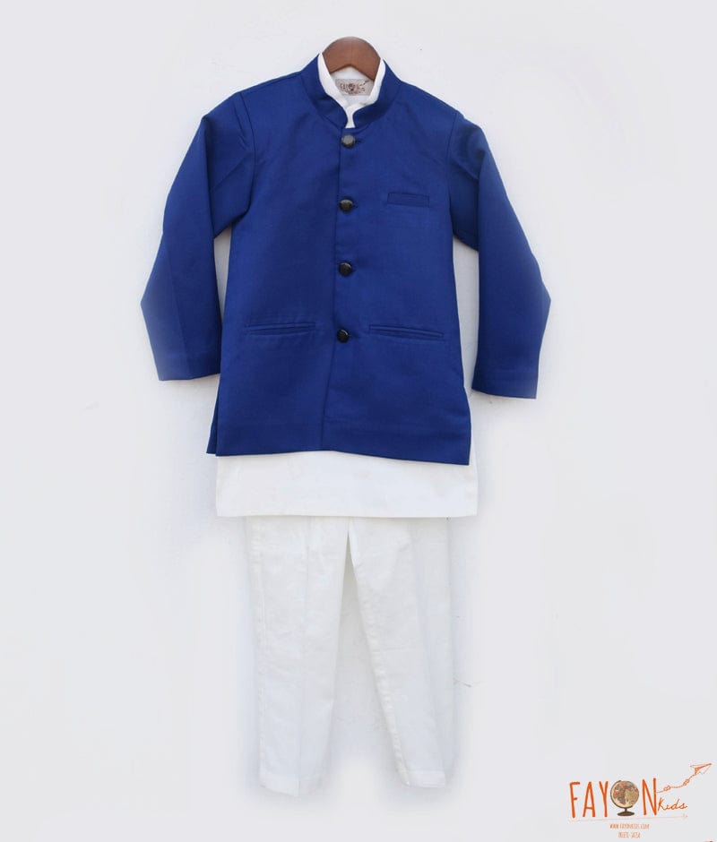 Manufactured by FAYON KIDS (Noida, U.P) Blue Jacket with Kurta and Pant