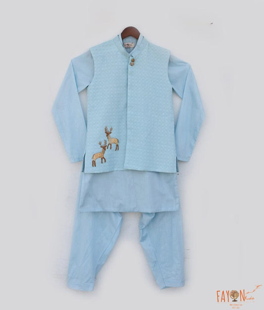 Blue Jacket with Kurta and Salwar