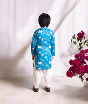 Manufactured by FAYON KIDS (Noida, U.P) Blue Nandi Printed Kurta Salwar Set
