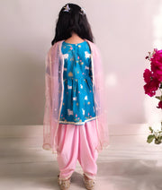 Manufactured by FAYON KIDS (Noida, U.P) Blue Nandi Printed Kurti with Dhoti