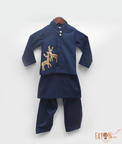 Manufactured by FAYON KIDS (Noida, U.P) Blue Nehru Jacket Set