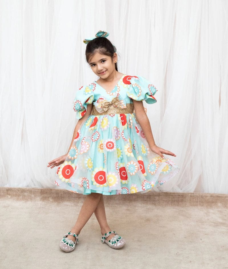 Manufactured by FAYON KIDS (Noida, U.P) Blue Organza frock