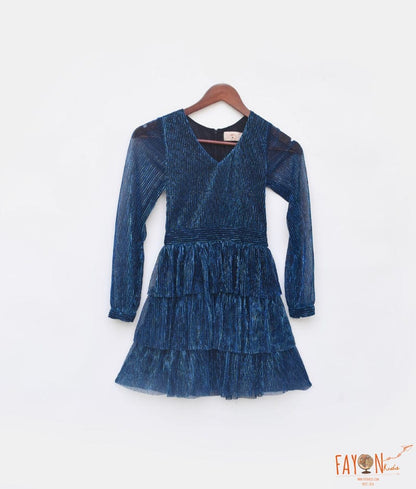 Manufactured by FAYON KIDS (Noida, U.P) Blue Plated Dress for Girls