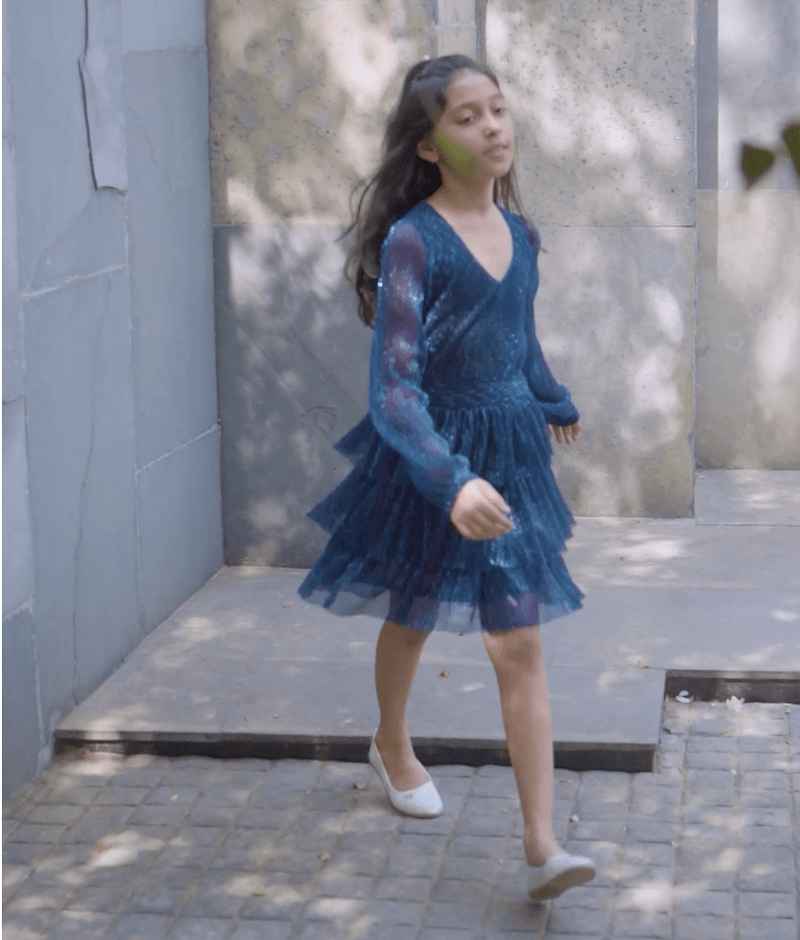 Manufactured by FAYON KIDS (Noida, U.P) Blue Plated Dress for Girls