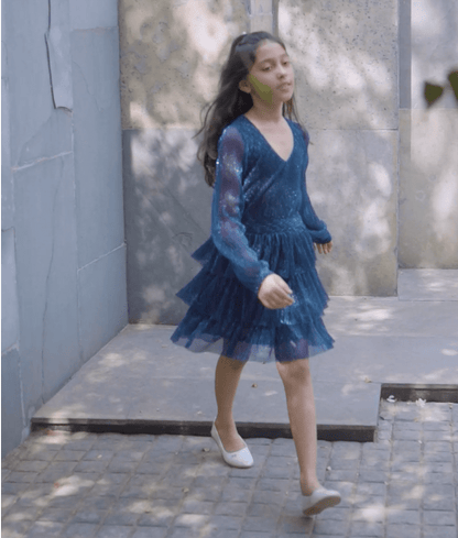 Manufactured by FAYON KIDS (Noida, U.P) Blue Plated Dress for Girls