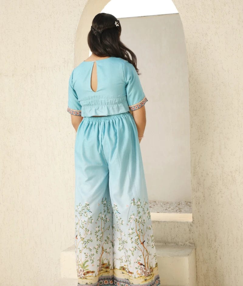 Manufactured by FAYON KIDS (Noida, U.P) Blue Printed Crop with Plazzo