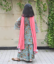 Blue Printed Kurti Sharara