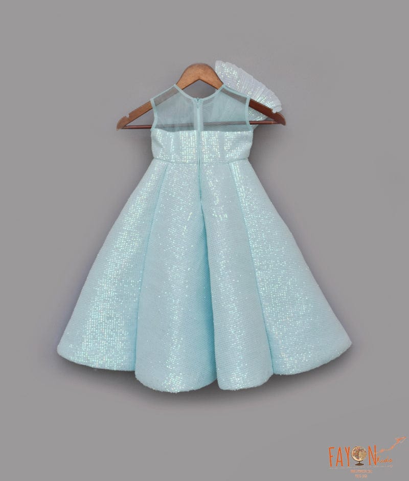 Manufactured by FAYON KIDS (Noida, U.P) Blue Sequence Embroidery Gown