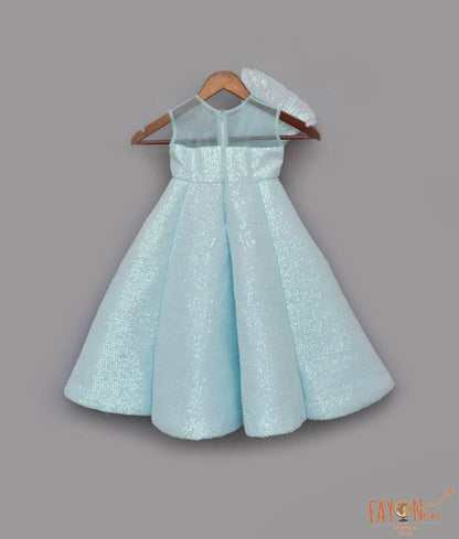 Manufactured by FAYON KIDS (Noida, U.P) Blue Sequence Embroidery Gown