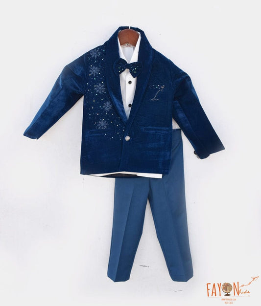 Manufactured by FAYON KIDS (Noida, U.P) Blue Velvet Coat Set
