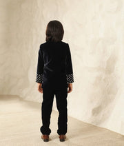 Manufactured by FAYON KIDS (Noida, U.P) Blue Velvet Coat with Shirt and Pant