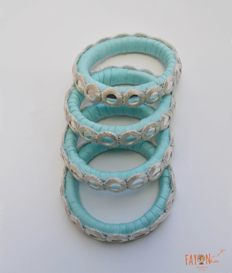 Manufactured by FAYON KIDS (Noida, U.P) Blue White Mirror Bangle