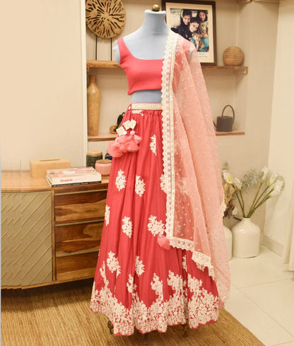 Manufactured by FAYON KIDS (Noida, U.P) Blush Bloom: Pink Embroidered Lehenga Set