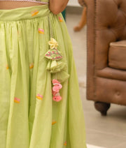 Manufactured by FAYON KIDS (Noida, U.P) Breezy Green Embroidered Lehenga Set