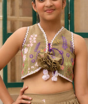 Brown Embroidered Lehenga Choli Set