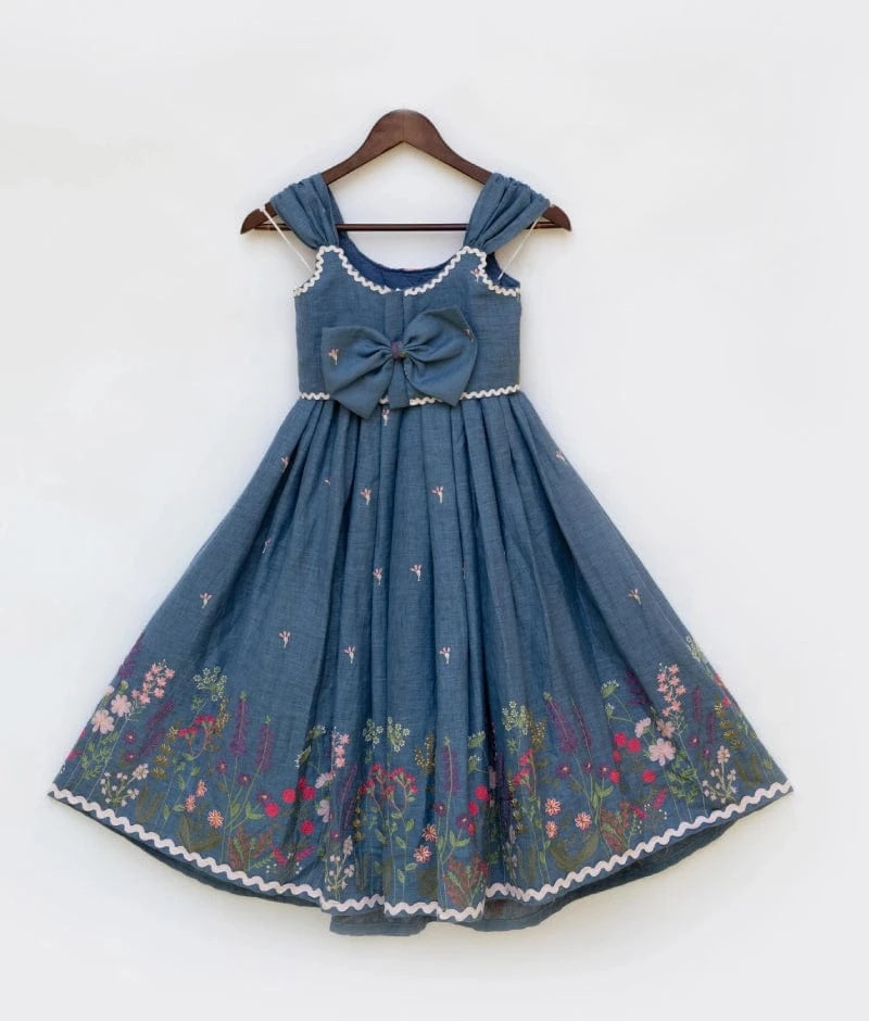 Manufactured by FAYON KIDS (Noida, U.P) Denim Bloom Crop Top Set