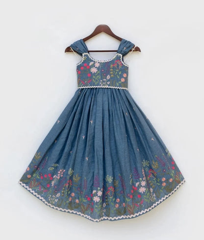 Manufactured by FAYON KIDS (Noida, U.P) Denim Bloom Crop Top Set