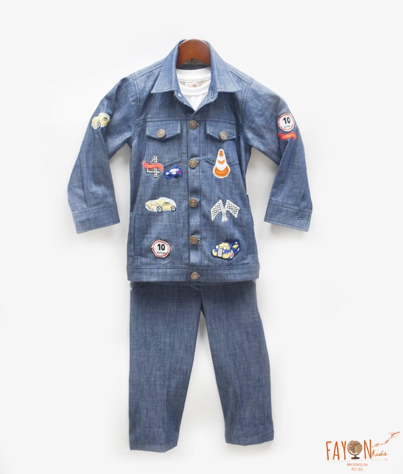 Manufactured by FAYON KIDS (Noida, U.P) Denim Jacket with T-Shirt and Pant