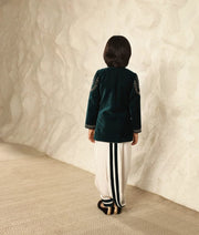 Manufactured by FAYON KIDS (Noida, U.P) Embroidered Emerald Green Bandgala with Dhoti