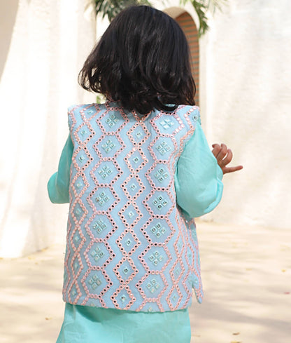 Manufactured by FAYON KIDS (Noida, U.P) Embroidered Jacket with Kurta and Pant