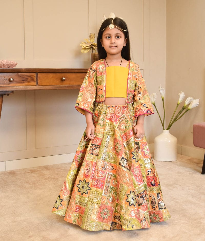 Manufactured by FAYON KIDS (Noida, U.P) Enchanting Threads: Multi Coloured Embroidered Jacket Set