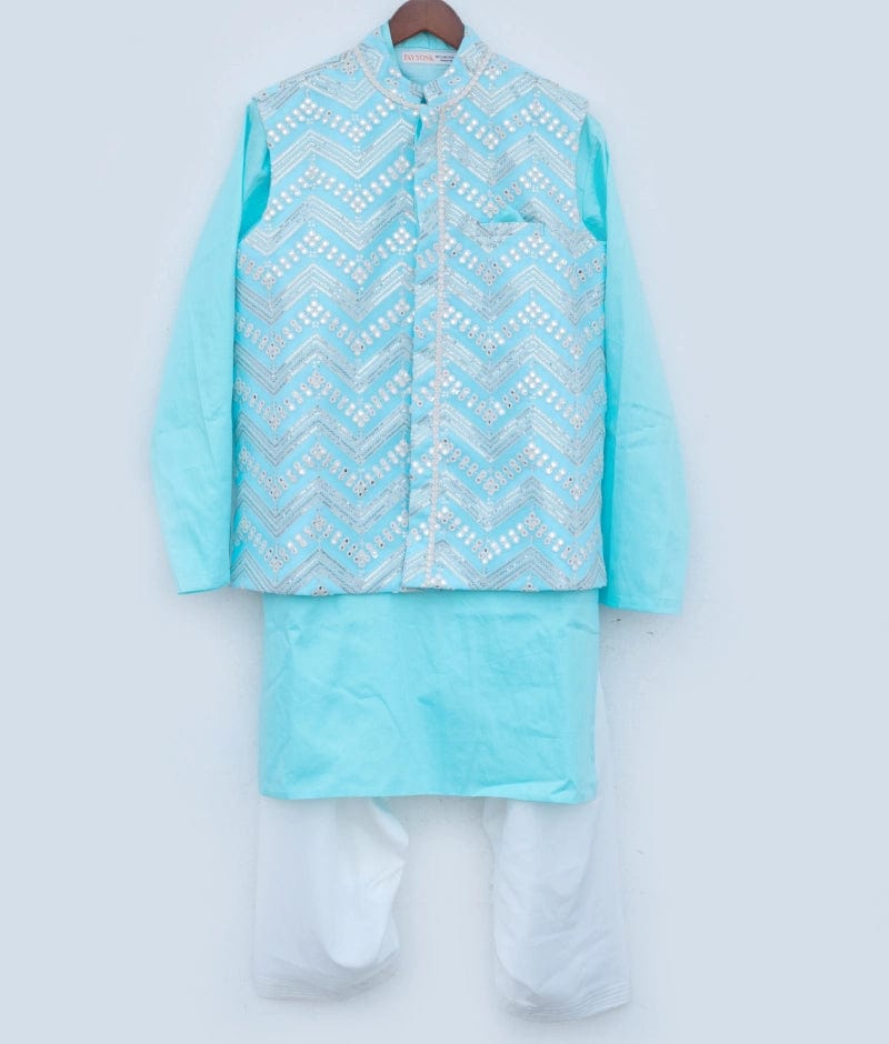 Faux Mirror Work Jacket with Kurta & Salwar
