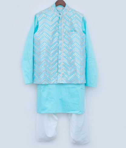 Faux Mirror Work Jacket with Kurta & Salwar