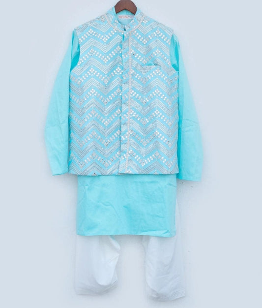 Faux Mirror Work Jacket with Kurta & Salwar