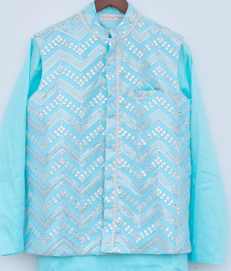 Faux Mirror Work Jacket with Kurta & Salwar