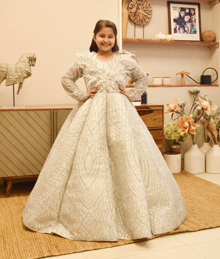 kids grey dress Bridesmaid Girls Party Wedding Flower Kids Dress Evening Birthday Princess Gown