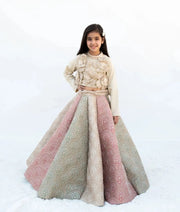 Manufactured by FAYON KIDS (Noida, U.P) Golden Embroidered Lehenga Set