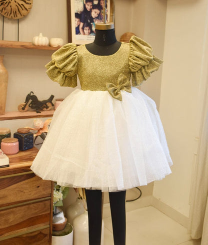 Buy Golden Shimmer And Offwhite Glitter Dress 6 - 7 Y / Gold Buy Golden Shimmer And Offwhite Glitter Dress 6 - 7 Y / Gold