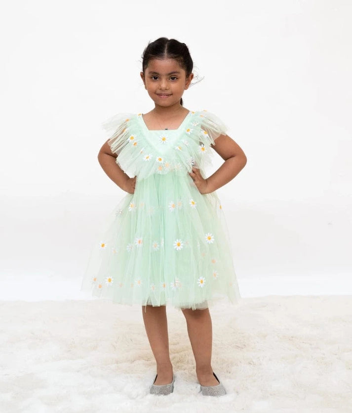 Manufactured by FAYON KIDS (Noida, U.P) Green Bloom Net Dress