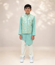 Green Brocade Jacket with Kurta and Pant