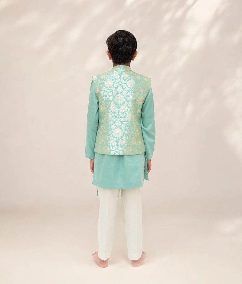 Green Brocade Jacket with Kurta and Pant