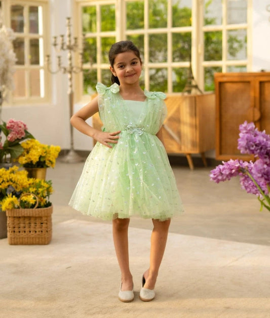 Manufactured by FAYON KIDS (Noida, U.P) Green Butterfly Party Frock