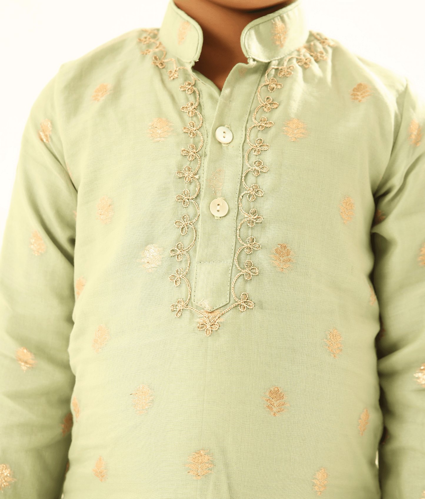 Manufactured by FAYON KIDS (Noida, U.P) Green Chanderi Kurta with Pant