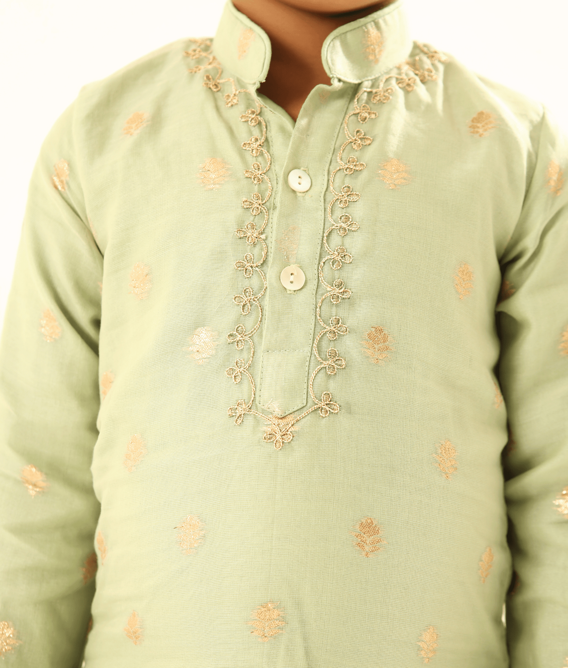 Manufactured by FAYON KIDS (Noida, U.P) Green Chanderi Kurta with Pant