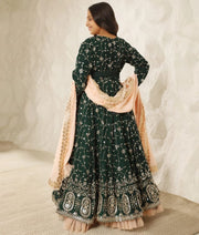 Manufactured by FAYON KIDS (Noida, U.P) Green Embroidered Anarkali