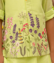 Manufactured by FAYON KIDS (Noida, U.P) Green Embroidered Jacket Kurta Set