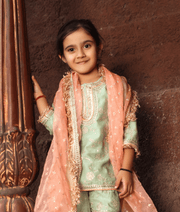 Manufactured by FAYON KIDS (Noida, U.P) Green Embroidery Kurti Sharara for Girls