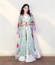Manufactured by FAYON KIDS (Noida, U.P) Green Floral Crop Top Set
