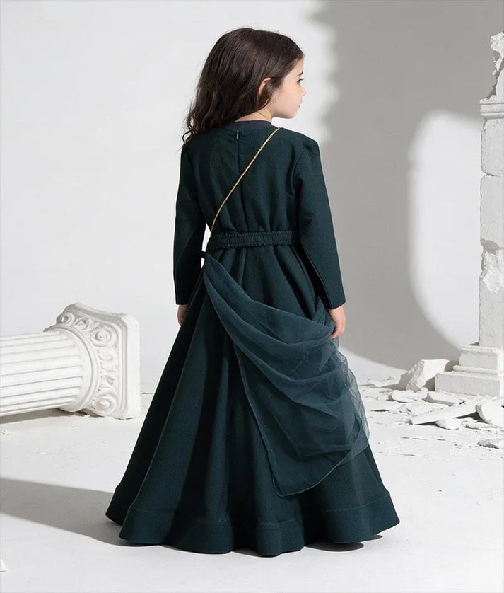 Manufactured by FAYON KIDS (Noida, U.P) Green Georgette Anarkali with Net Dupatta for Girls