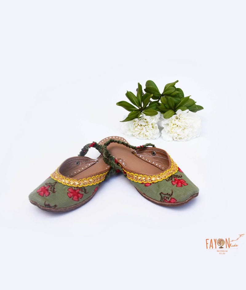 Manufactured by FAYON KIDS (Noida, U.P) Green Printed Jutti