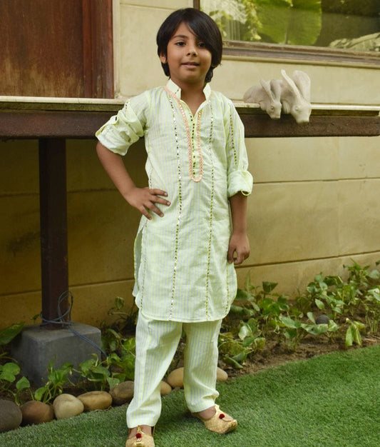 Manufactured by FAYON KIDS (Noida, U.P) Green Printed Kurta and Pant