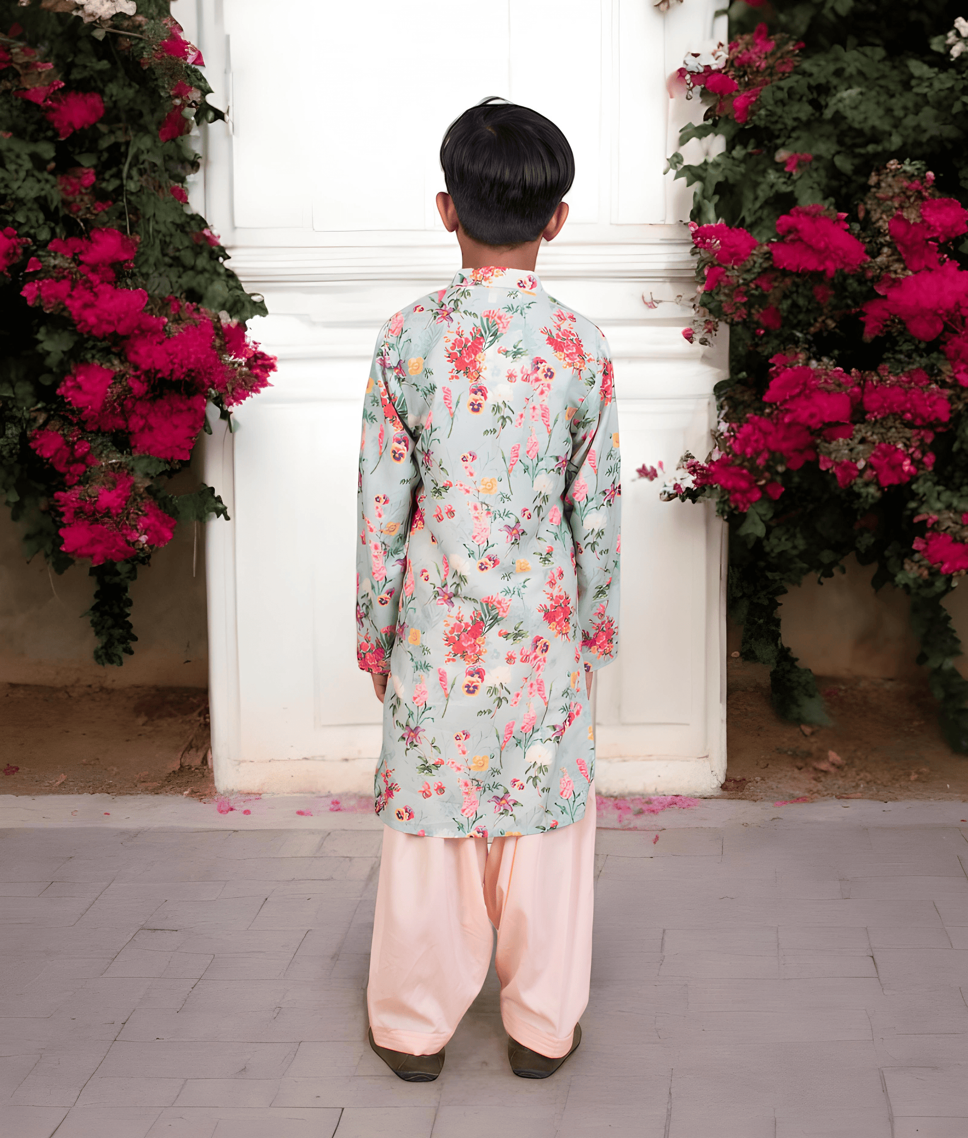 Manufactured by FAYON KIDS (Noida, U.P) Green Printed Kurta with Salwar for Boys