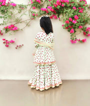 Manufactured by FAYON KIDS (Noida, U.P) Green Printed Kurti Lehenga Set