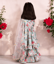 Manufactured by FAYON KIDS (Noida, U.P) Green Printed Kurti Lehenga with Dupatta for Girls