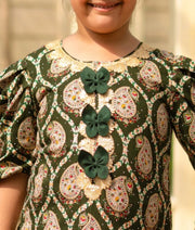 Manufactured by FAYON KIDS (Noida, U.P) Green Printed Kurti Sharara