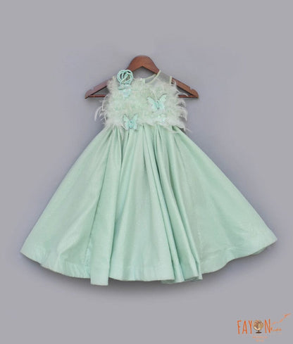 Manufactured by FAYON KIDS (Noida, U.P) Green Shimmer Net Gown